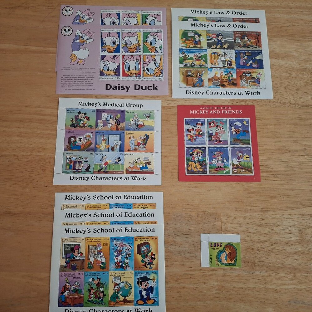 Vintage Disney Stamp Sheets, Mickey, Daisy, Jungle Book - BEST DEAL ON POSH!